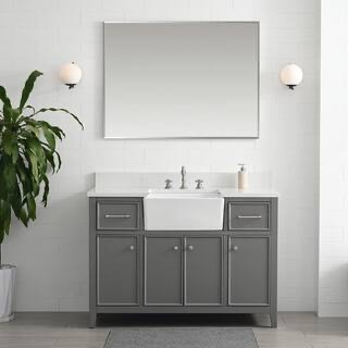  SUDIO Casey 48 in. W x 22 in. D Bath Vanity in Gray with Engineered Stone Vanity Top in Ariston White with White Sink