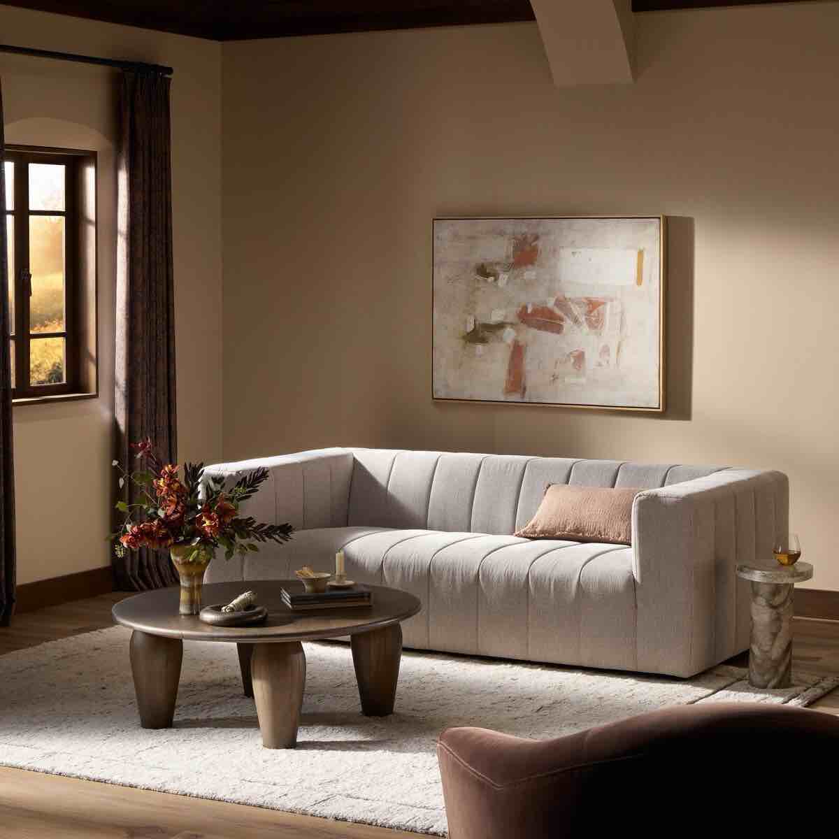 Featured: SATURDAY NIGHT SPECIAL!! Four Hands Langham Channeled Sofa Napa Sandstone Langham Sofa. (3 DAY REMOVAL AVAILABLE 2/8,2/14,2/15)
