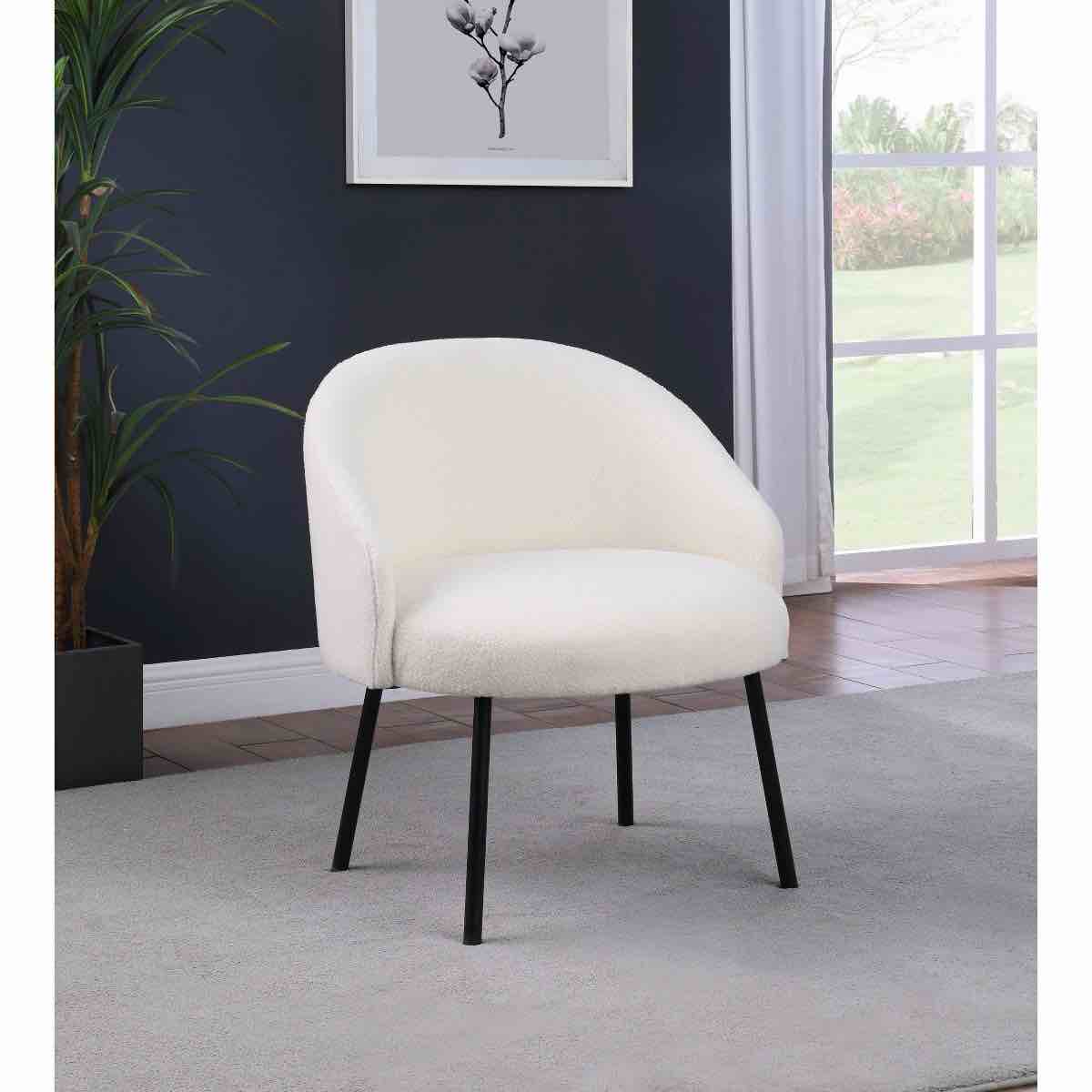 Modern Faux Shearling Accent Chair Cream - HomePop