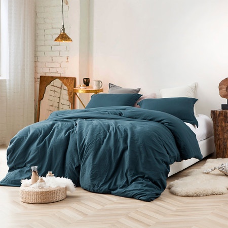 Byourbed Natural Loft Removable Cover Oversized King Dolid Duvet Cover Set - Nightfall Navy