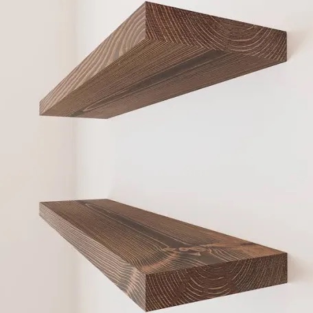 2 Piece Solid Wood Floating Shelf By Debracat Size: 1.57" H x 36" W x 6" D | Finish: Walnut