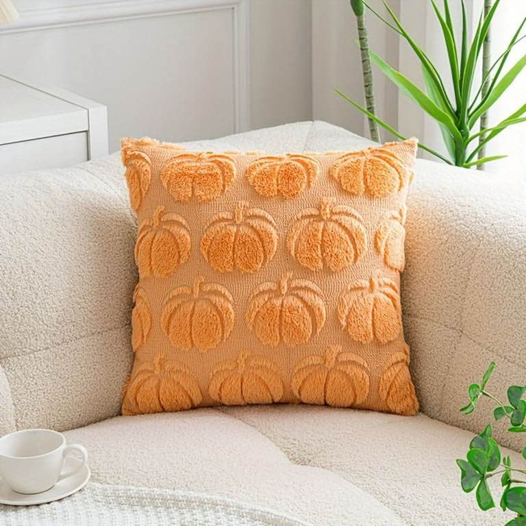 DanGing (No ratings yet) Set of 2 Pumpkin Fall Decorative Throw Pillow Covers 20"x20", Soft Pillow Covers for Autumn Harvest, Fluffy Plush Accent Pillow Cases for Farmhouse Couch Cushion Covers (Gold)