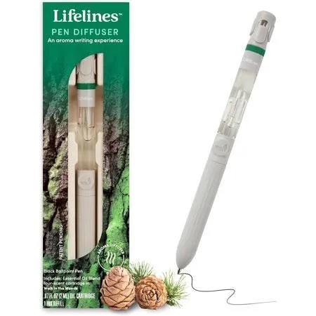 (2) Lifelines Pen Diffuser, Walk in the Woods & In Bloom - 1mm Black Ballpoint Pen with Scented Essential Oil Blends - Aromatherapy Diffuser & Sensory Immersion Diffuse Aroma As You Write (BID IS PER ITEM, LOT IS FOR 2 ITEMS TOTAL.)