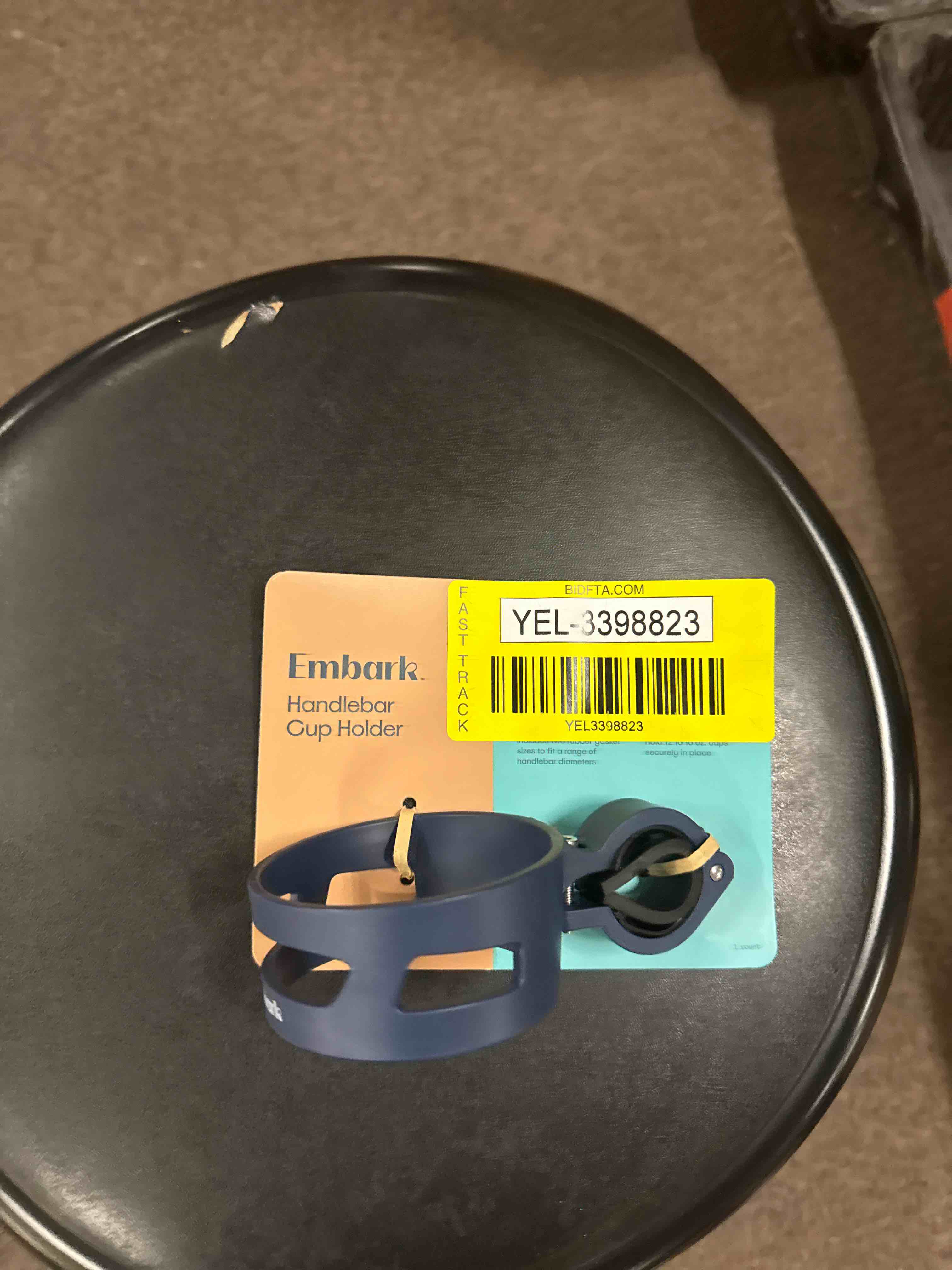 Condition photo showing New/Like New for Embark Handlebar Cup Holder in Blue Compatible with Most Handlebars