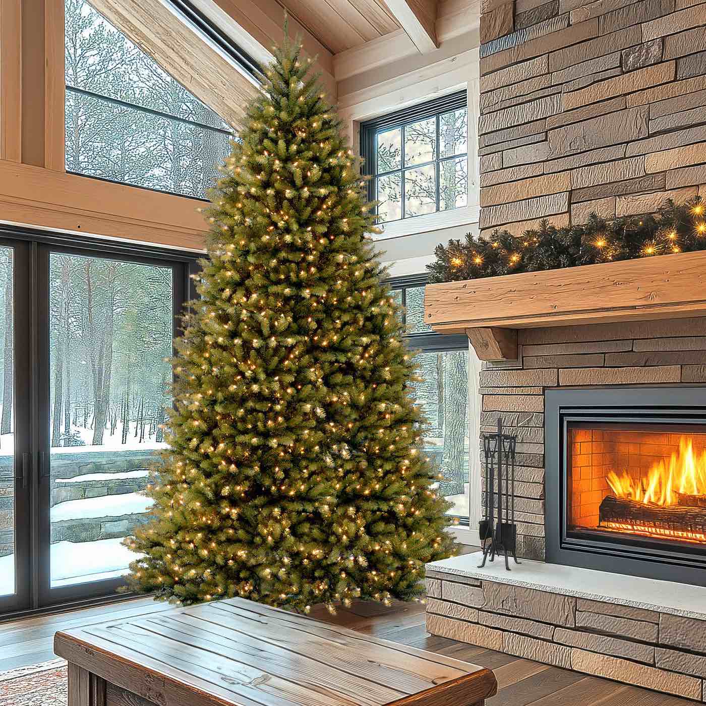 Featured: 12 ft. Pre-Lit Dunhill Fir Tree with PowerConnect Dual Color LED Lights, Plug-In Lights - Dual Color - Full Shape - Full DUH-D31-120