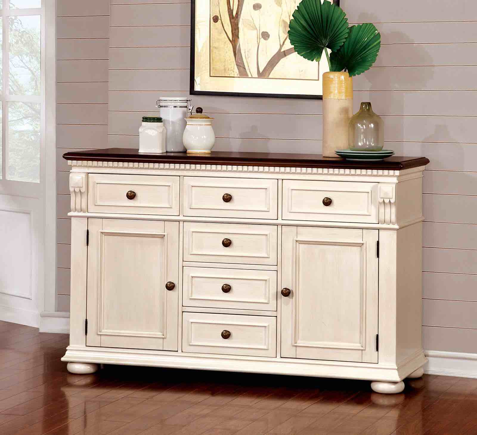 Furniture of America Sabrina Cherry & White Server Dining Room Buffet