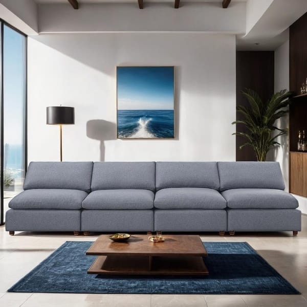 Thomasville Modern Fabric 4-seat Grey Modular Combination Upholstered Sofa - 4-seat Armless Sofa, Grey