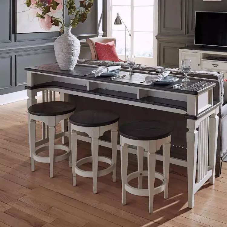 Liberty Furniture Allyson Park Wire Brushed White And Charcoal Console Bar Set - White 417-OT7637 Cottage Bar Set. Includes Liberty Furniture Allyson Park Console Stool (Pre- Assembled.)