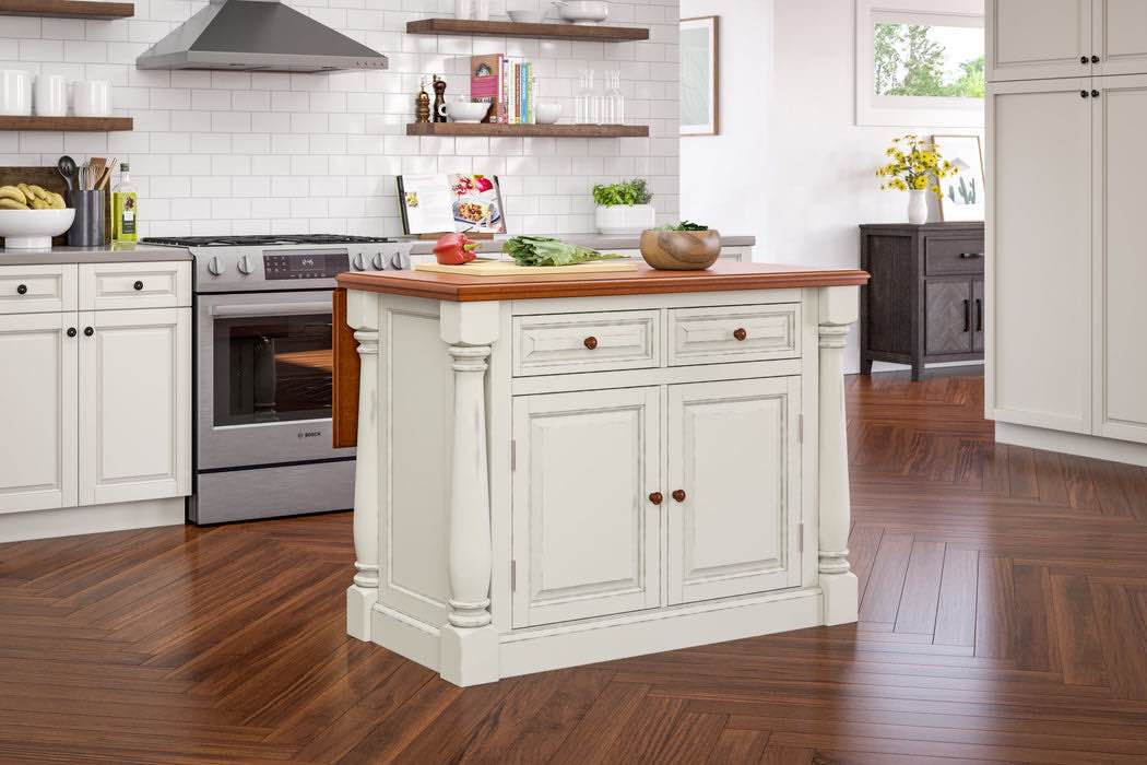Monarch Antiqued White Kitchen Island by Home Styles 5020–942 Kitchen Island