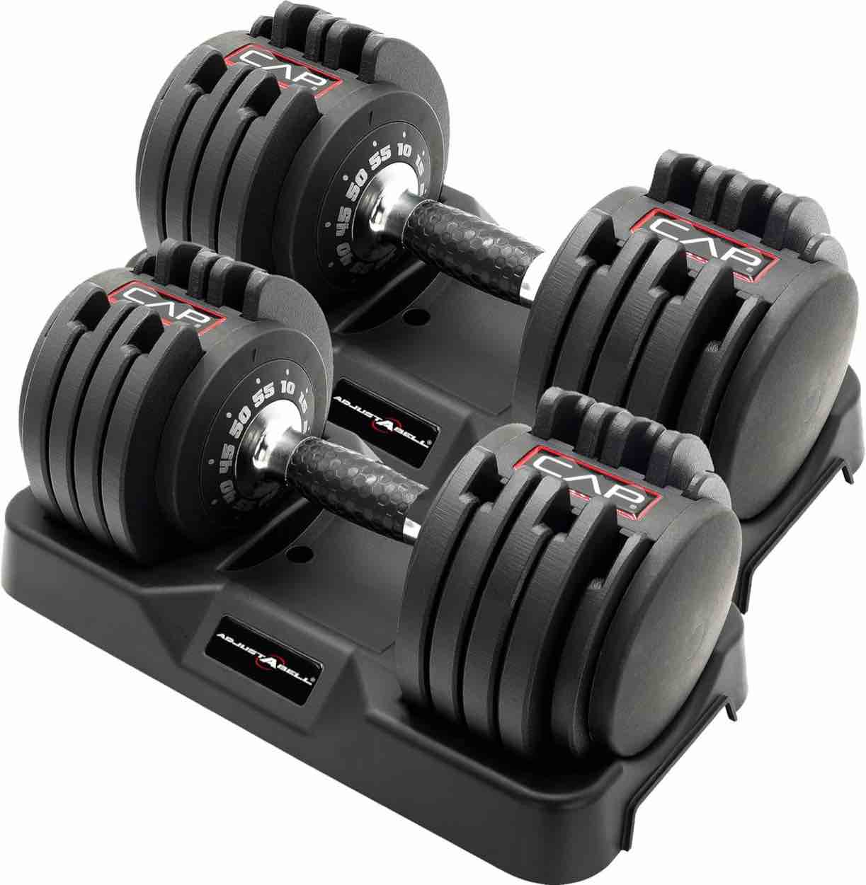 CAP Barbell ADJUSTABELL Adjustable Round Dumbbell Weights | 12.5 lb, 25 lb & 55 lb | Multiple Handle Options - Pairs SDBAIS-055G8BK 
