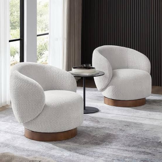 Pair of Spruce & Spring Noah Grey Performance Fabric Swivel Accent Chair Modern Upholstered Round Barrel Arm Chair for Bedroom or Living Room Model AC72950-HT80913-3