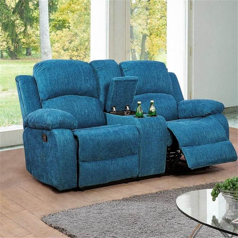 Lifestyle Furniture Dual Recling Loveseat with Console & Cup Holders, Color: Teal GS2885-L