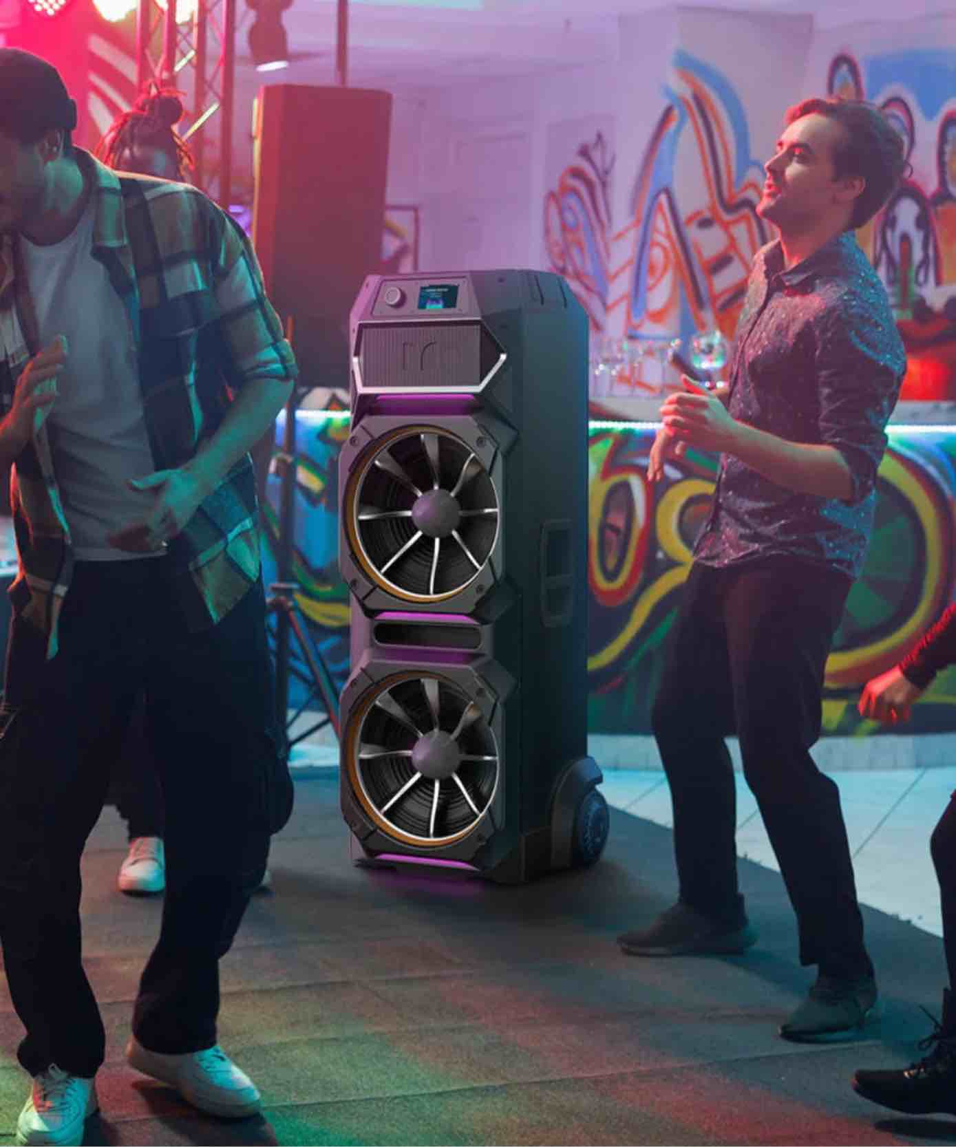 Monster GI30 High Power Party Speaker is the ultimate portable audio solution for any event. Equipped with a robust set of features, this speaker ensures a high-quality audio experience and convenience on the go. Enhance your party atmosphere with dynamic LED lights that synchronize with your music. It Includes an accessories bag for storage, a used, and a quick start guide to get you set up quickly.