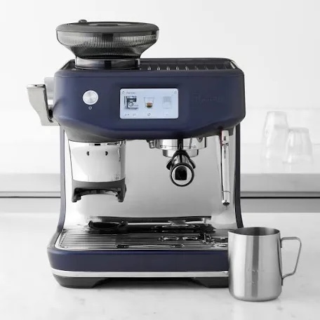 Breville the Barista Touch Impress Espresso Machine with Grinder & Auto Milk Frother, Espresso Maker with Assisted Tamping & Touchscreen, Cappuccino & Latte Machine for Home, BES881DBL, Damson Blue (TESTED - WORKING CONDITION, SEE PHOTOS.)