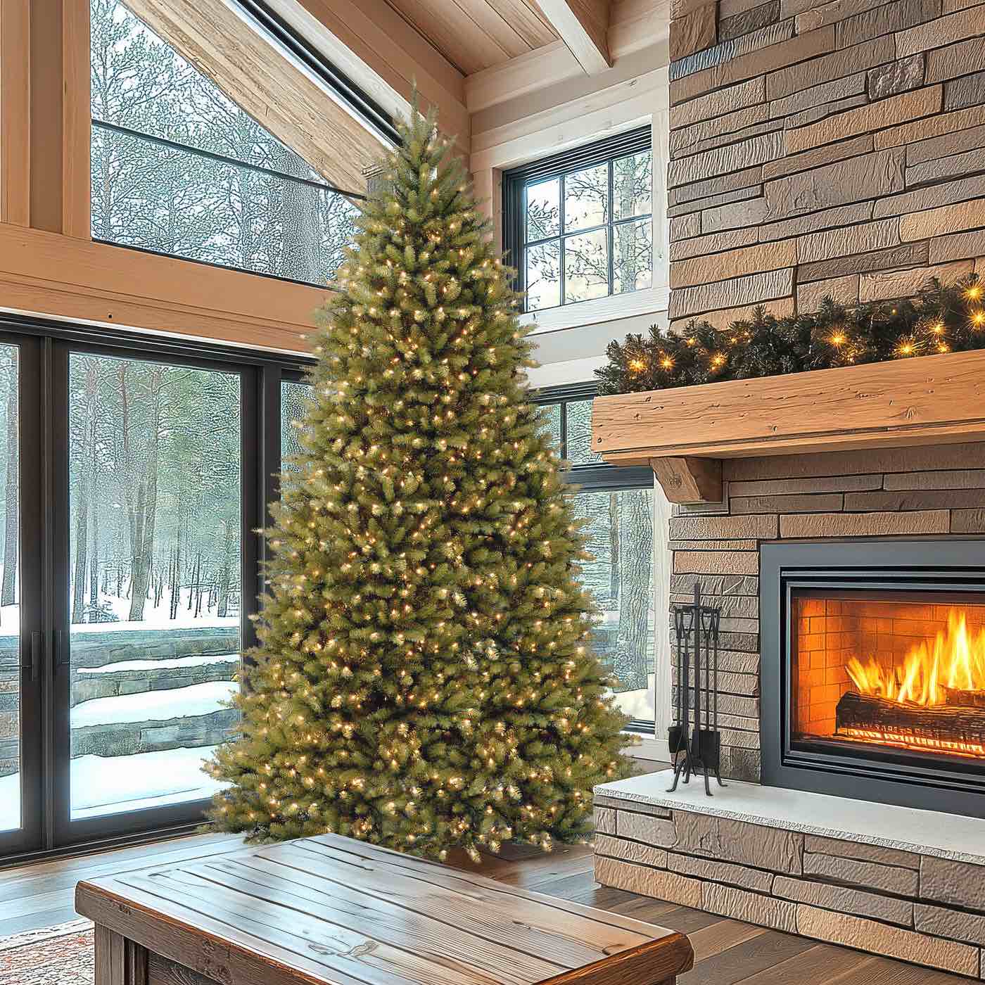 10 ft. Pre-Lit Dunhill Fir Tree with Clear Lights, Plug-In