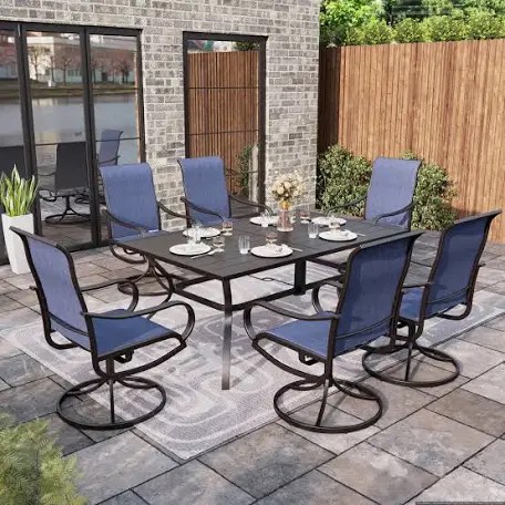 (6 CHAIR SET.)  Patio Swivel Dining Chairs Set Of 2 Swivel Outdoor Chairs High Back Breathable Textilene By Lark Manor HY-C01 (BID IS PER 2 BOX SET, LOT IS FOR 3 -2 BOX SETS for a TOTAL OF 6 PATIO CHAIRS ALL TOGETHER AS A SET.)