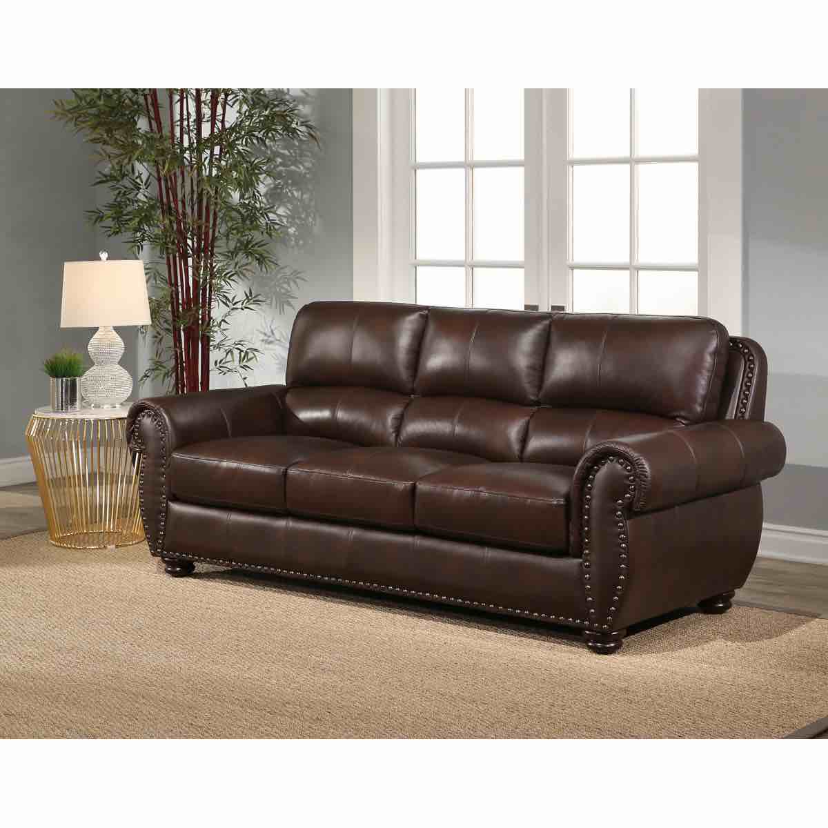 Featured: Abbyson Living Arther 85" Leather Traditional Sofa