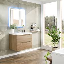 Moreno Bath Bohemia Lina 30" Nature Oak Floating Wall-Mounted Vanity With Single Reinforced White Acrylic Sink