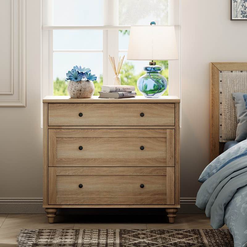 scarlett nightstand for bedroom with 3 drawers, mid century modern wooden closet storage organizer by charlton home