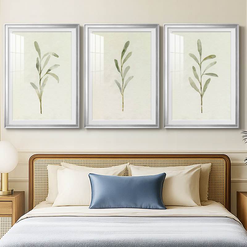 Olive Leaves I -Custom Framed Premium Print W Matt - 3 Pieces (Set of 3) By Wildon Home
