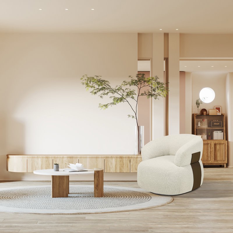 hillip 33'' wide modern & comfort barrel chair with 360 degree swive