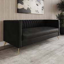 Home Design 74.4-in W Midcentury Blue Velvet 3-seater Sofa 