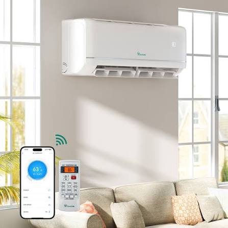 costway 12000 btu mini split air conditioner heat pump w/yitahome 10,000 btu indoor unit, wifi enabled 20 seer2 115v inverter ductless ac cool up to 750 sq. ft, compatible with alexa, complete installation kit, white