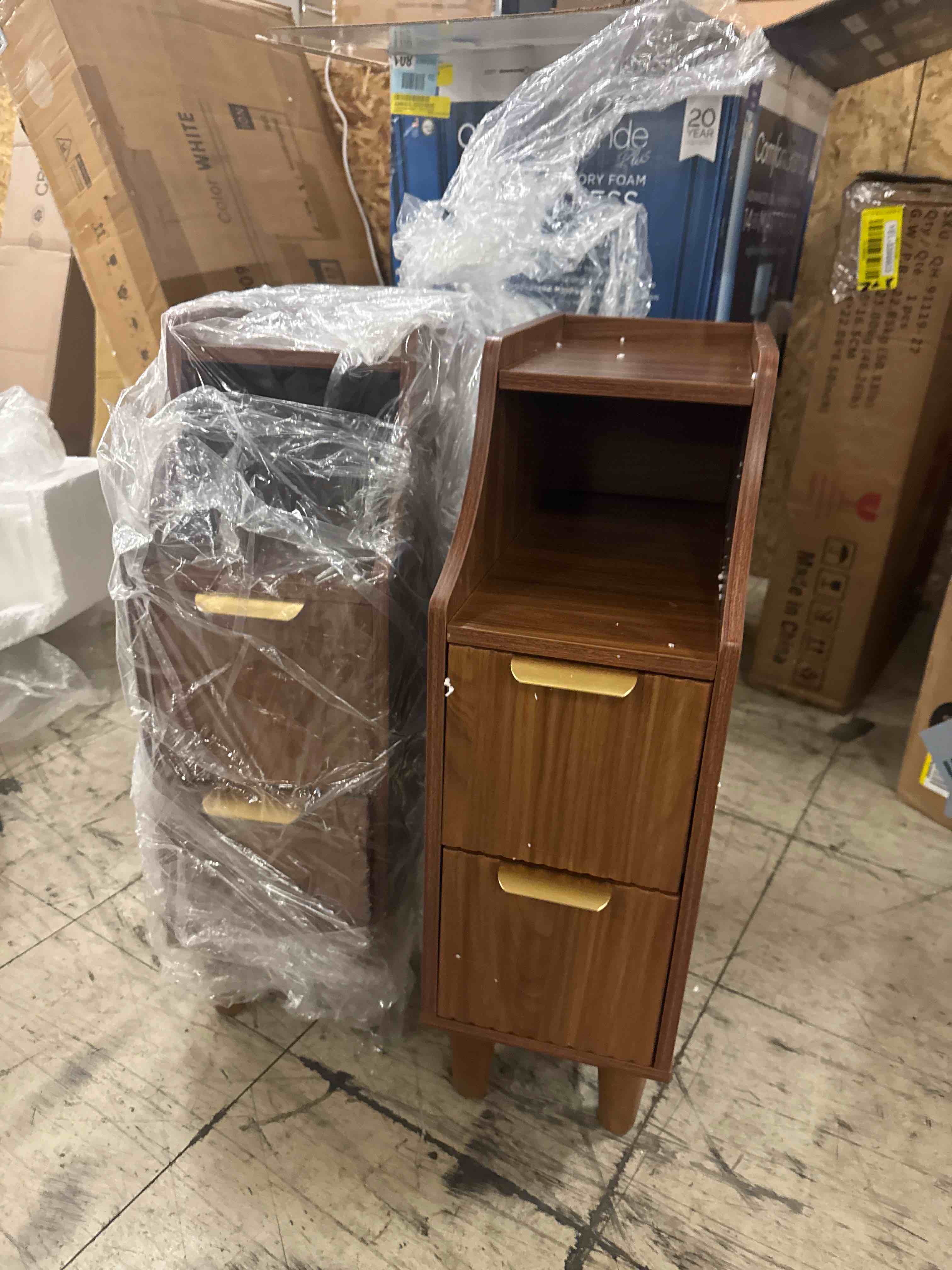 Condition photo showing New/Like New for 11.8" Fluted Nightstand & Narrow Bedside Table With 2 Drawers Set Of 2 (Set of 2) By Ebern Designs