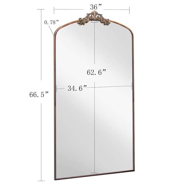 Condition photo showing New/Like New for Vintage Ornate Antique Bronze 36 in. W x 66.5 in. H Arched Metal Full Length Mirror W1435P201153