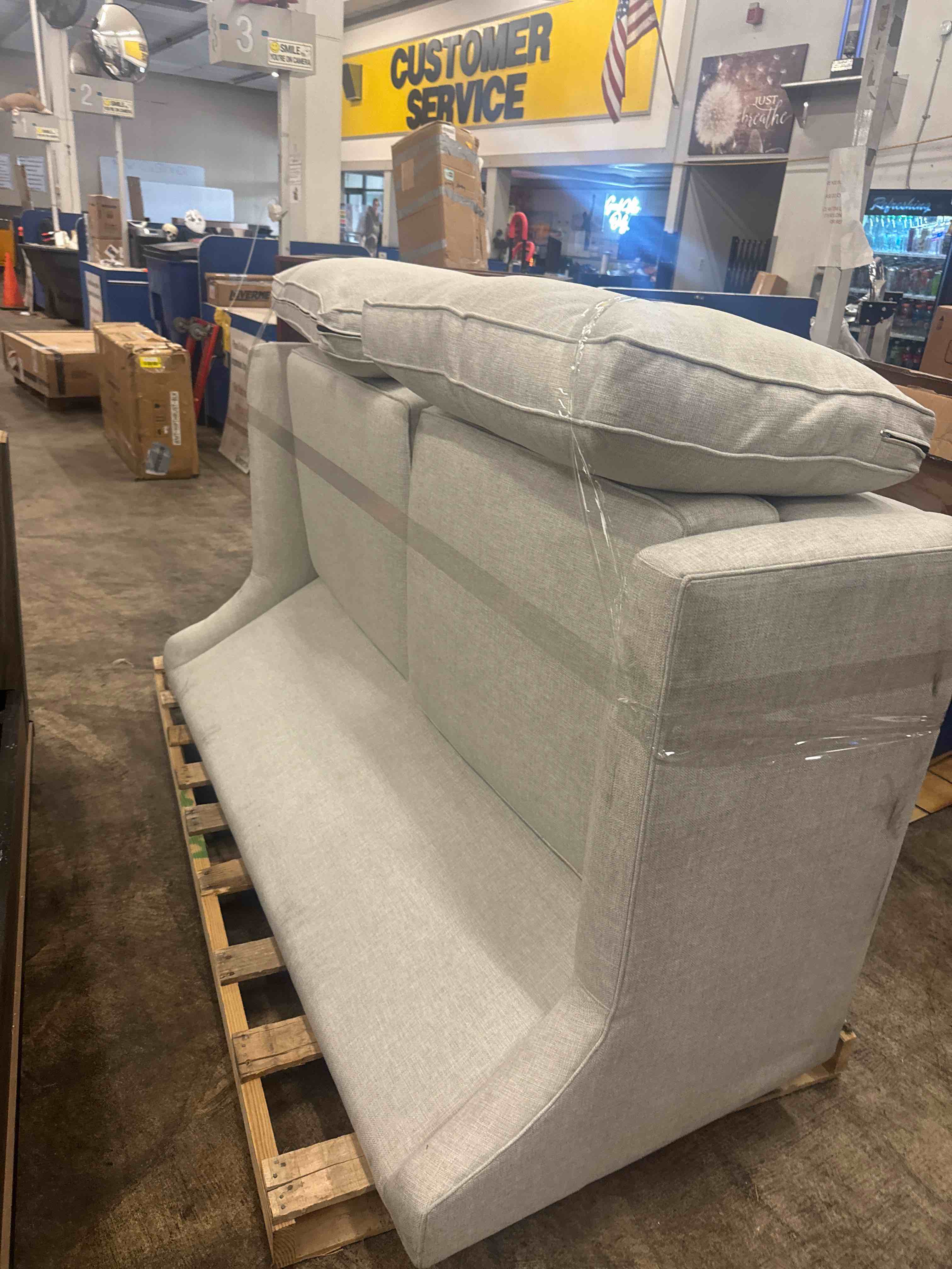 Condition photo showing As Is for Gemi 56'' Upholstered Sleeper Sofa By Birch Lane Fabric: Macarena Beige