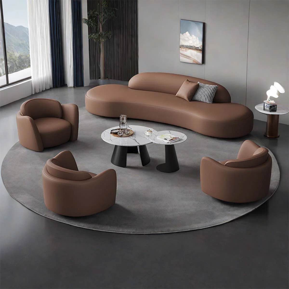 Tabbatha Faux Leather Modern Sofa By Orren Ellis.    27.56'' H X 102.36'' W X 37.4'' D 