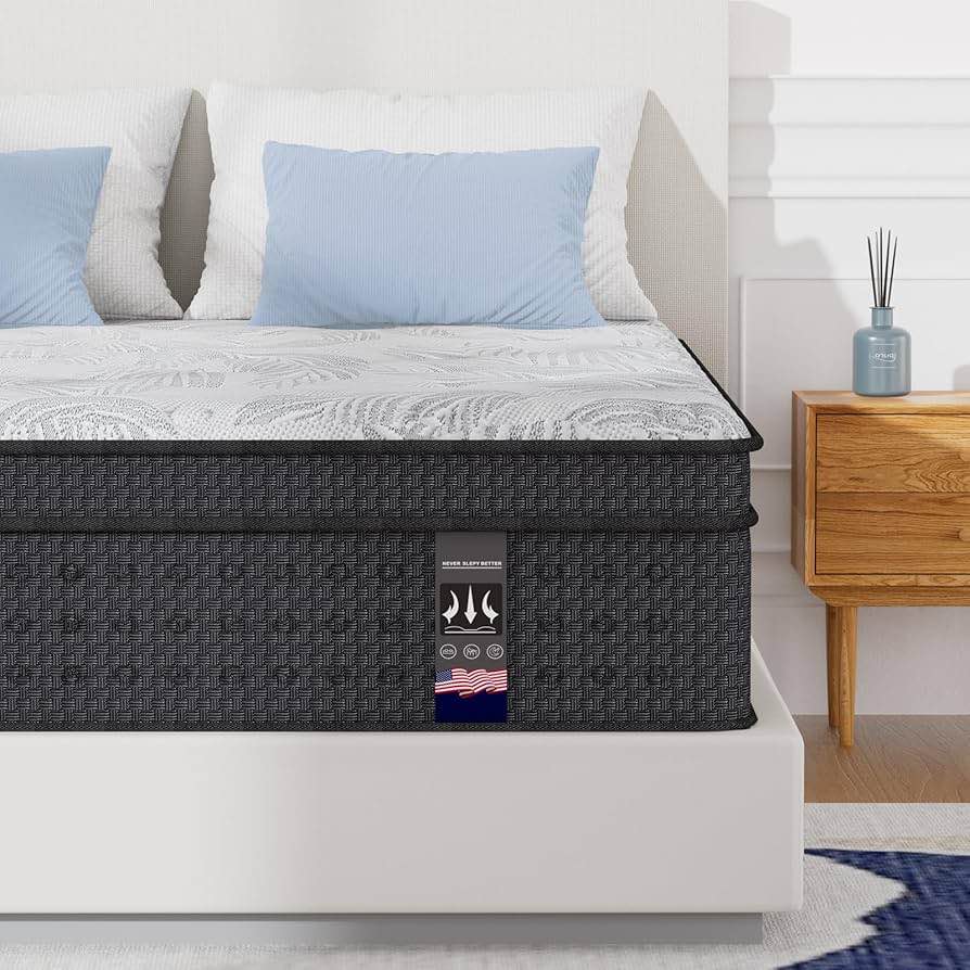 queen mattress 14 inch, gel memory foam mattresses, hybrid mattress in a box with pocket spring, soft & comfortable medium firm mattresses, motion isolation, pressure relief, certipur-us certified