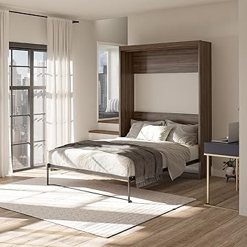 signature sleep signature sleep queen wall bed and mattress, walnut