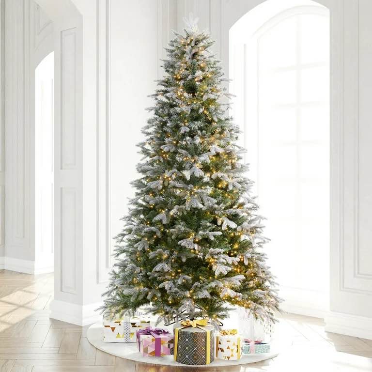 Featured:Vickerman 9' x 66" Frosted Douglas Fir Artificial Christmas Tree with Warm White LED Lights.