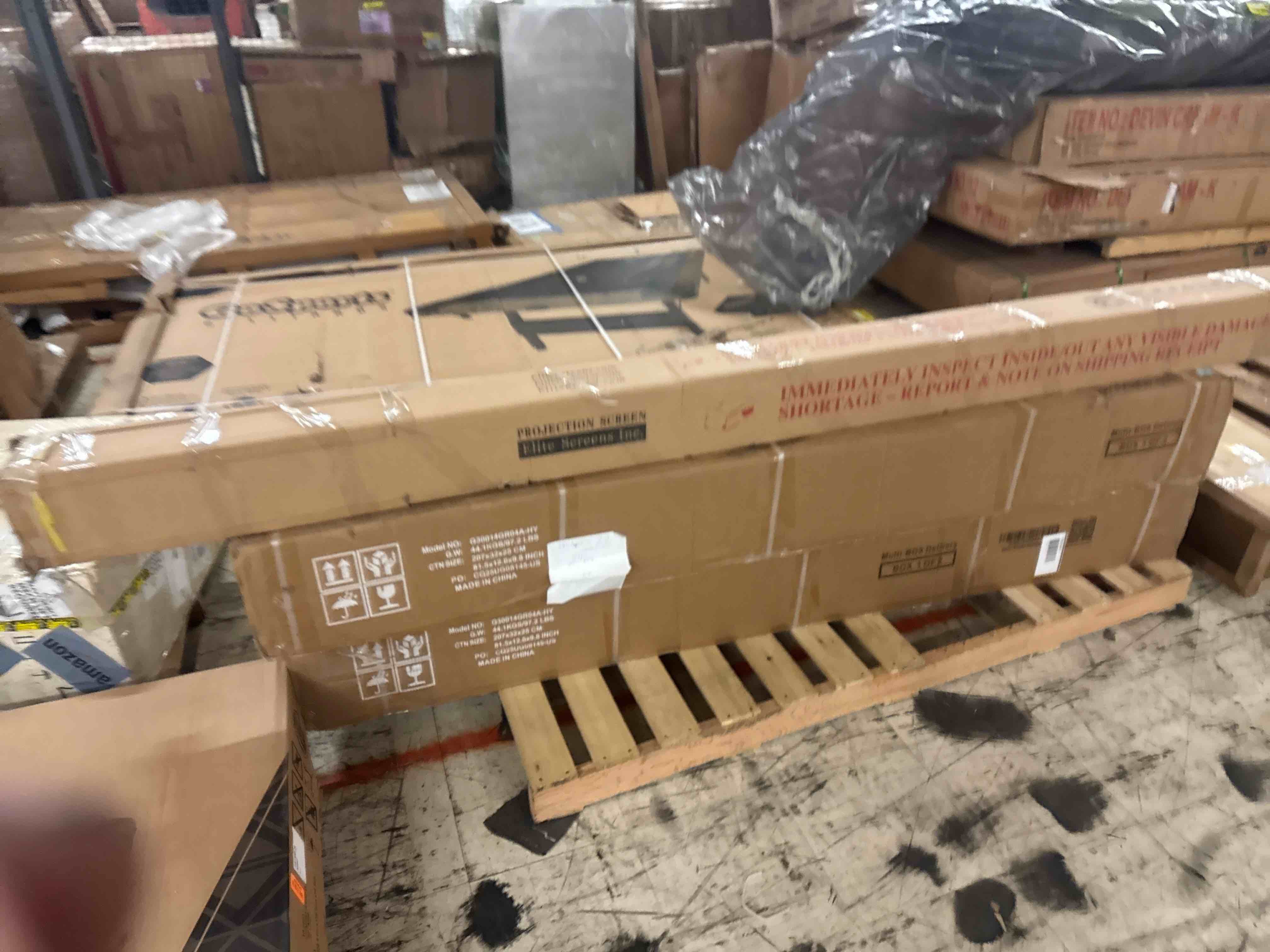 Condition photo showing New/Like New for elite screens manual series, 135-inch 16:9, pull down manual projector screen with auto lock, movie home theater 8k / 4k ultra hd 3d ready, 2-year warranty, m135xwh2