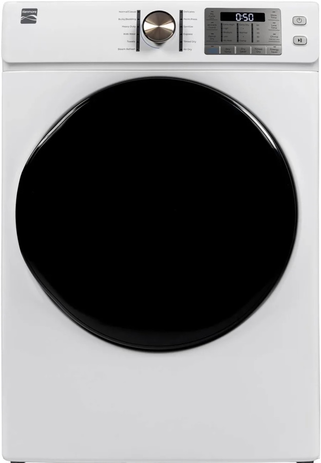 Condition photo showing As Is for kenmore 8.0 cu. ft. front load gas dryer - wrinkle guard with accela steam to reduce static and odors - smart sensor drying - led - white