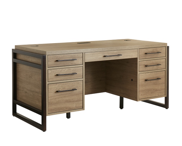 Martin Furniture Mason Monarca Double Pedestal Desk, Light Brown