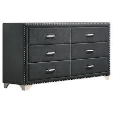 Condition photo showing New/Like New for coaster melody 6-drawer contemporary velvet upholstered dresser in gray