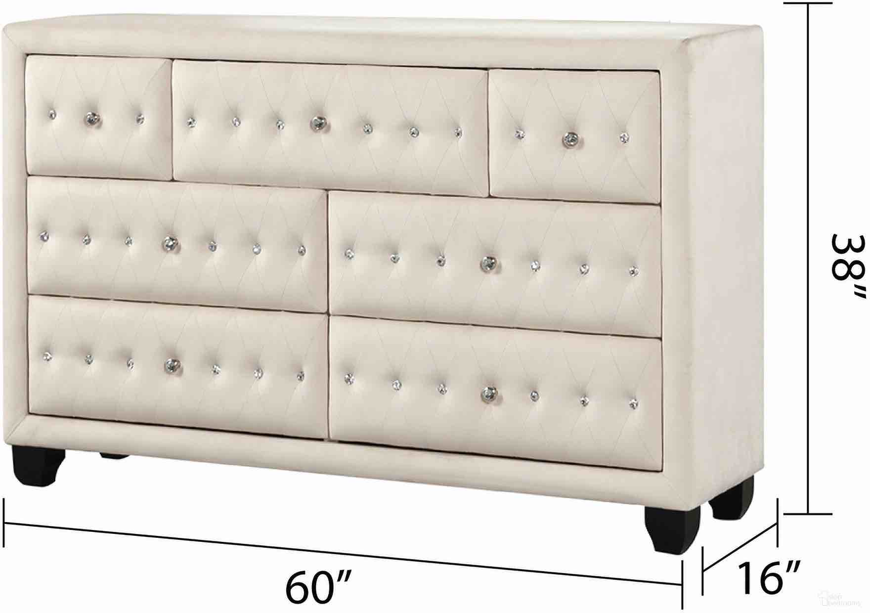 Condition photo showing New/Like New for sophia crystal tufted 7-drawer dresser in beige