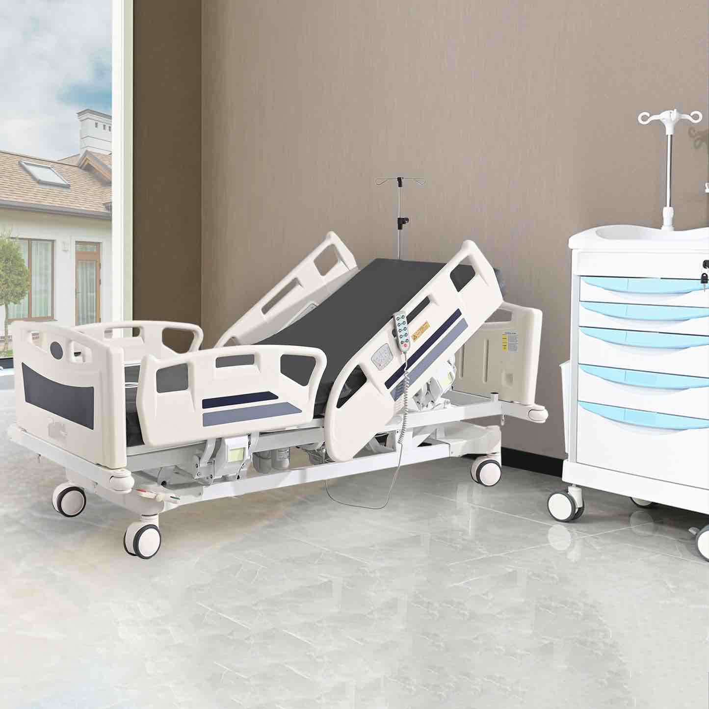 FEATURED:OLERN Full Electric ICU Hospital Bed Premium 5 Function with Mattress Hospital Adjustable