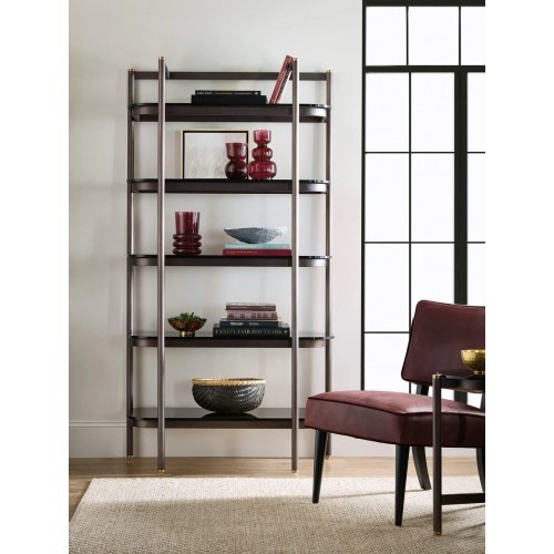 FEATURED:Hooker Furniture Grayson 40" Wide 5 Shelf Metal, Glass Etagere