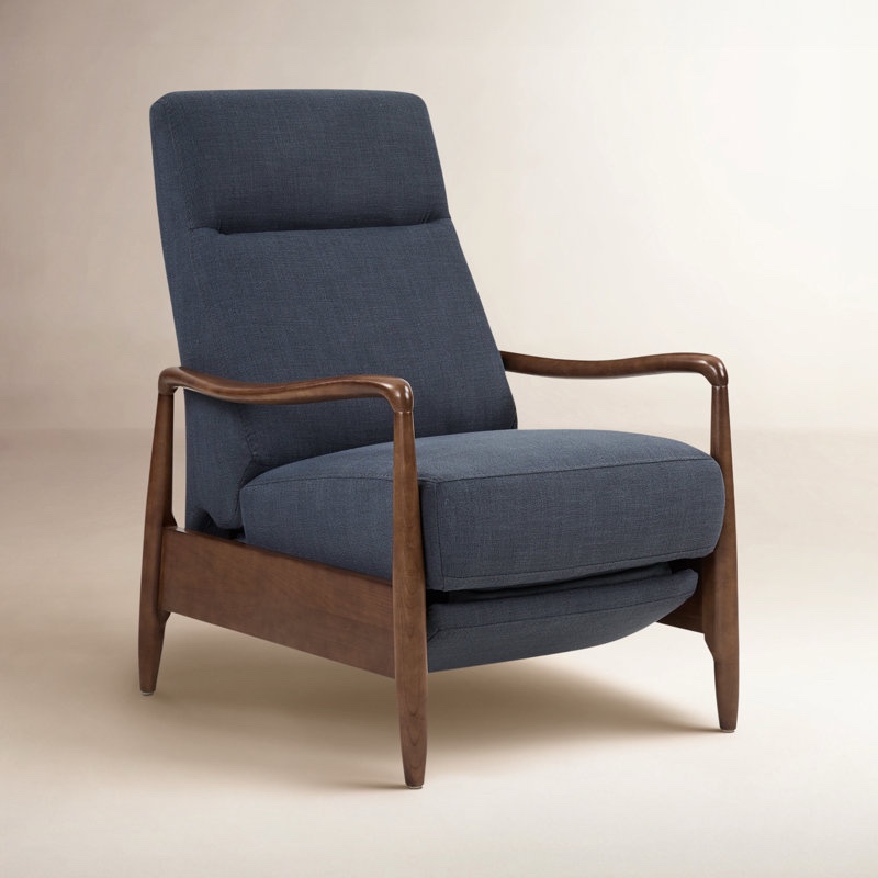 Beckett Upholstered Manual Recliner Armchair By AllModern Upholstery Color: Effie Indigo Performance Linen
