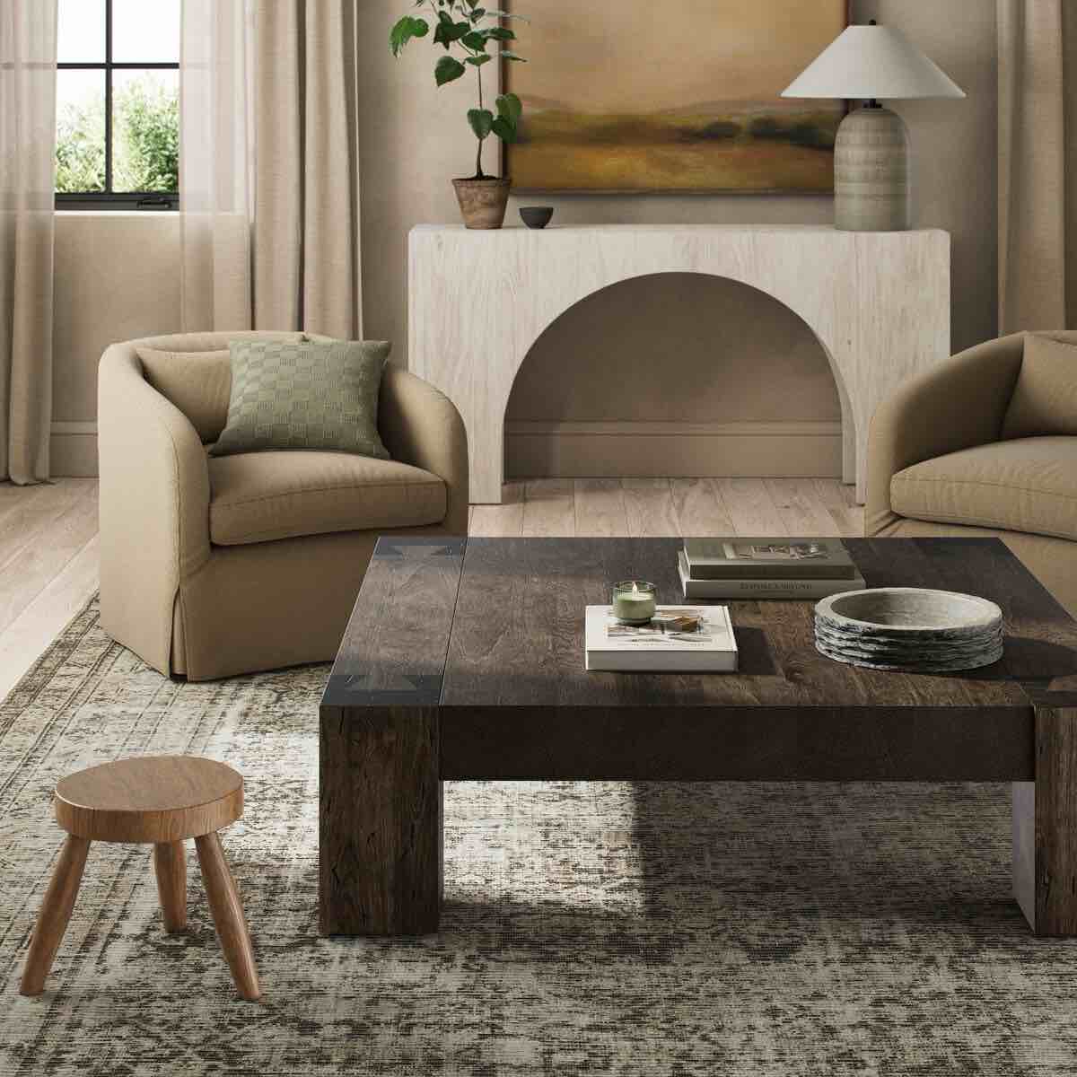 Featured:Four Hands Abaso 55 in. Coffee Table, Ebony Rustic by Four Hands