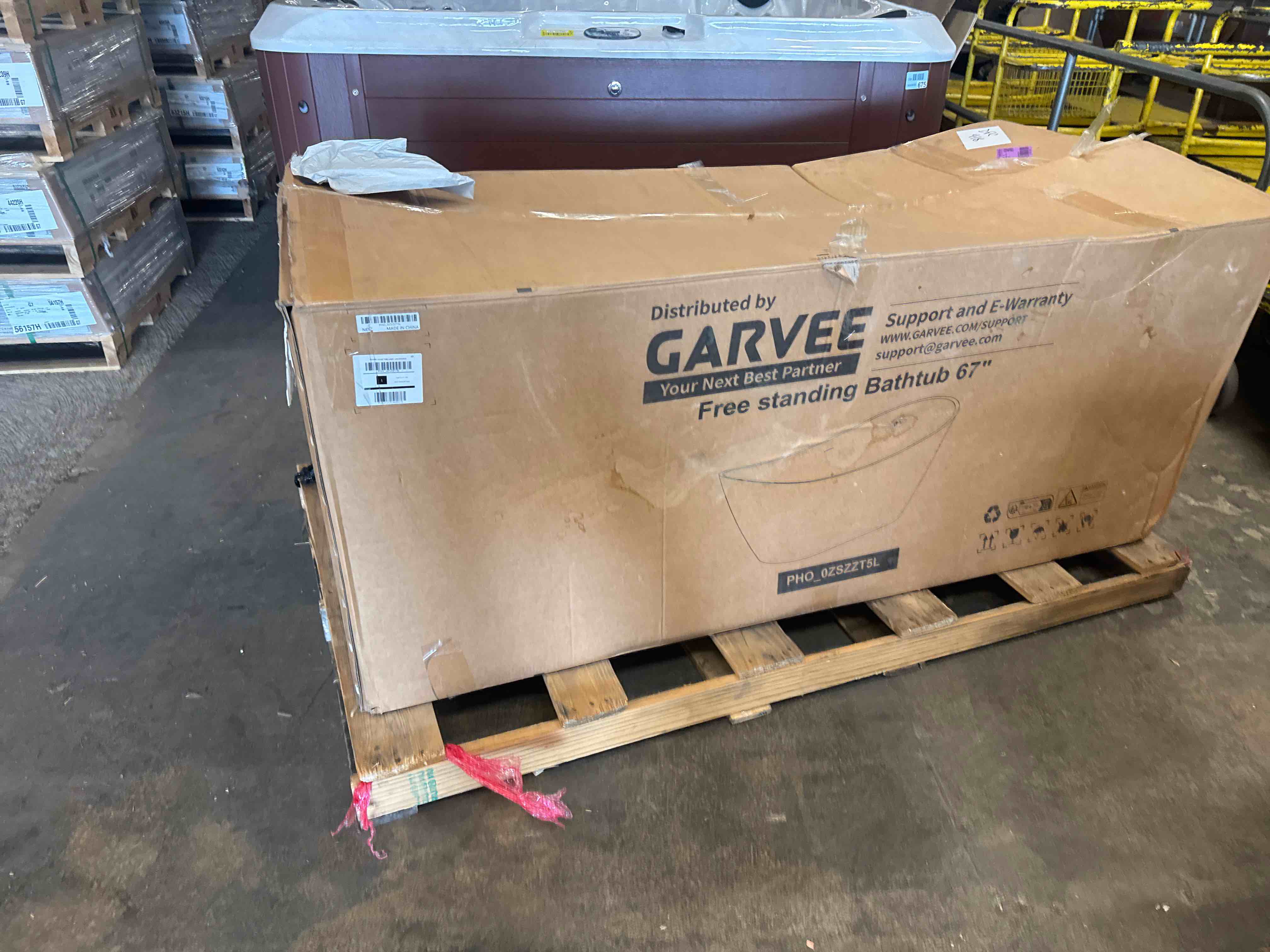 Condition photo showing New/Like New for garvee 67" acrylic freestanding bathtub, modern deep soaking tub, cupc certified free standing tub, chrome drain/overflow, white acrylic, allure white