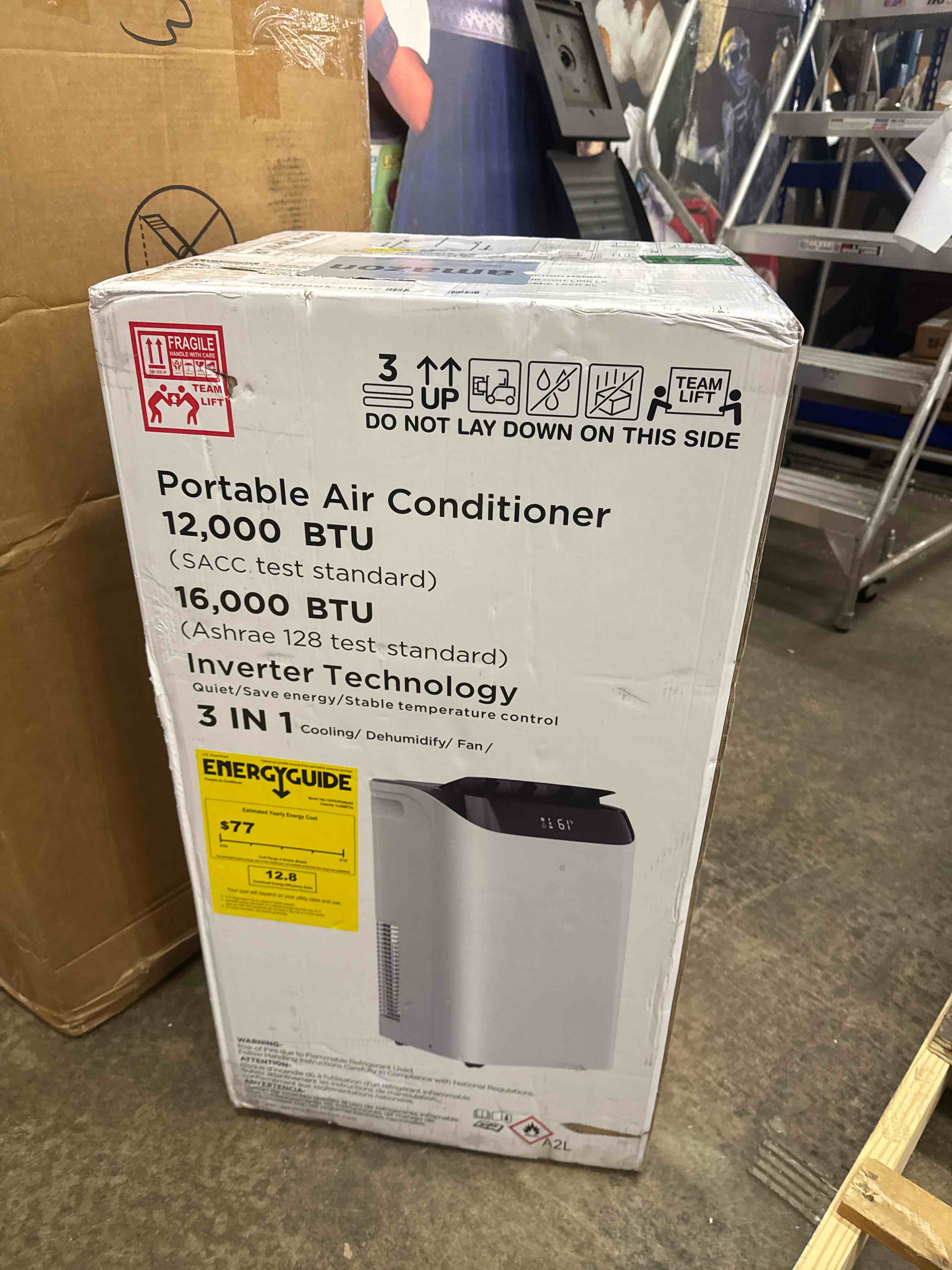 Condition photo showing New/Like New for 12,000 btu portable air conditioner cools up to 500 sq.ft, 3-in-1 energy efficient portable ac unit with remote control & installation kits for large room, campervan, office, temporary space