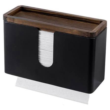 (6) mygift decorative wood paper towel holder with shelf - wall mounted bathroom napkin dispenser model bath2624dkbrn (bid is per item, lot is for 6 total.)