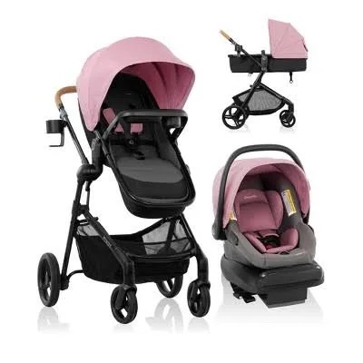 evenflo shyft intuiti travel system with revolve180 litemax nxt rotating rear-facing lightweight preemie and infant car seat 3-30 lbs. (amaranth pink)
