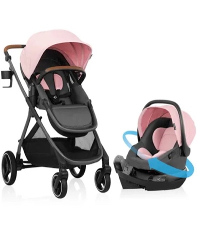 Condition photo showing New/Like New for evenflo shyft intuiti travel system with revolve180 litemax nxt rotating rear-facing lightweight preemie and infant car seat 3-30 lbs. (amaranth pink)