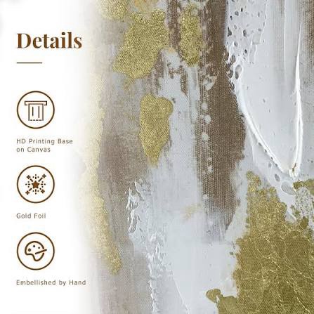 Condition photo showing New/Like New for hyfbh large abstract landscape grey oil painting wall art original canvas gold foil oil painting for livingroom decor pictures 90x155cm/35x61inch with gold frame ready to hang