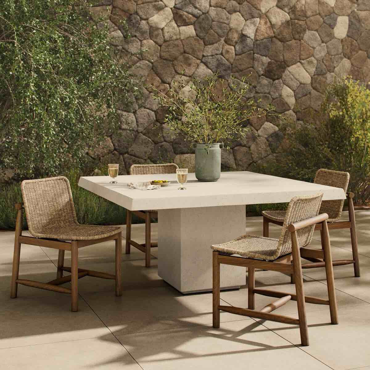 FEATURED:Amber Lewis x Four Hands Avila Outdoor Dining Table-60" Aged White Concrete (PICK-UP AVAILABLE 6/14 & 6/20)